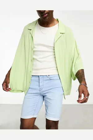 Only & Sons Jog denim shorts in light wash-Blue