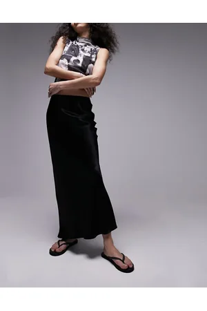 Topshop Satin bias midi skirt in