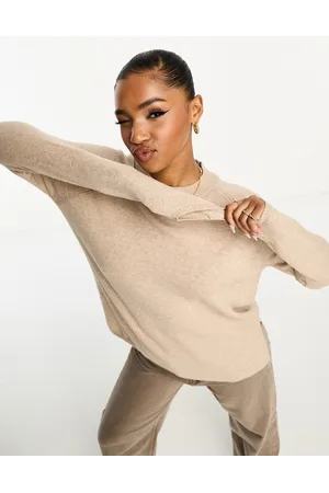 JDY Slouchy longline jumper with side split in -Neutral