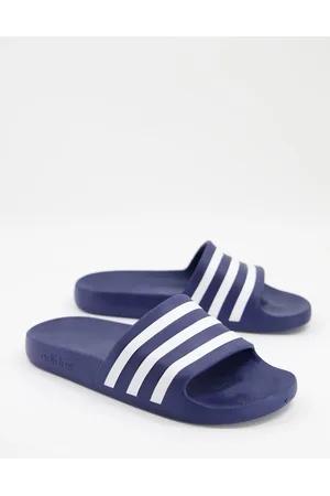 adidas Adidas Swim Adilette white stripe sliders in