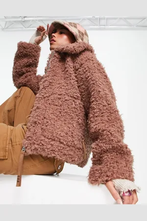 UGG Maeve sherpa zip up jacket in chestnut-Brown