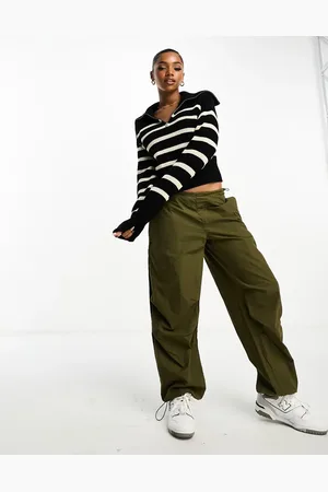 Monki High zip neck knitted sweater in stripe-Multi