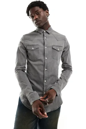 ASOS Skinny fit western denim shirt in washed