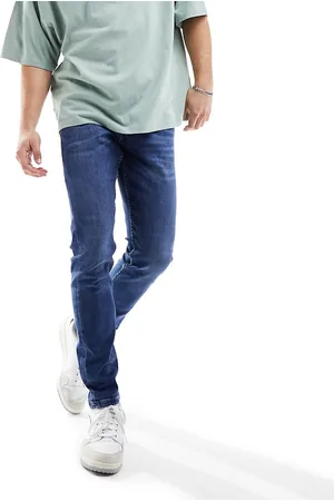 Only & Sons Warp skinny fit jeans in mid wash-Blue