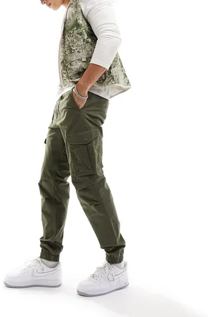 JACK & JONES Tapered cuffed cargos in dark green