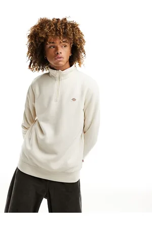 Dickies Oakport 1/4 zip fleece sweatshirt in stone-Neutral