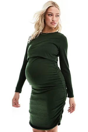 Mamalicious Maternity stripe midi dress in black and green