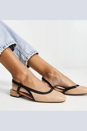 ASOS Latte round toe slingback ballet shoes in -Neutral