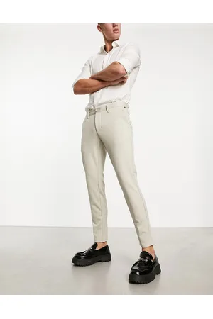 Only & Sons Slim fit tapered pants in beige-Neutral
