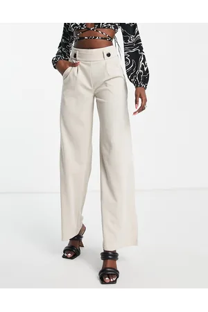 JDY Button detail wide leg dad pants in -Grey