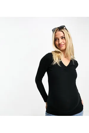 Mama;licious Mamalicious Maternity long sleeve v-neck top in