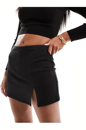 ASOS DESIGN ponte split hem mini skirt in black