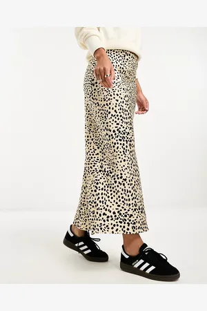 ASOS Satin bias midi skirt in leopard print