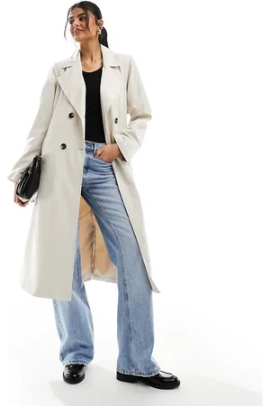 Pieces® Belted trench coat in -Neutral