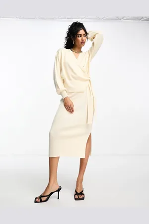 Y.A.S Y.A.S knitted midi skirt in cream (part of a set)-White