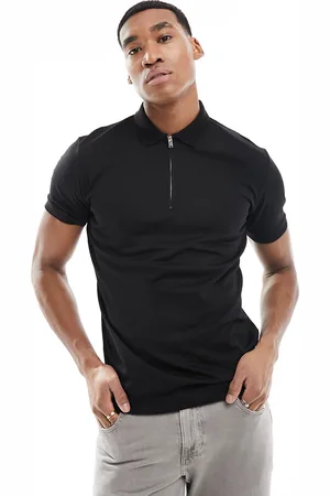 SELECTED Half zip polo shirt in