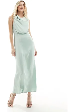 VILA Bridesmaid cowl neck maxi dress in light green