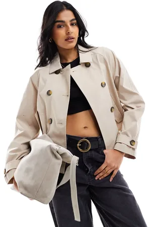 ONLY Short trench coat in beige-Neutral