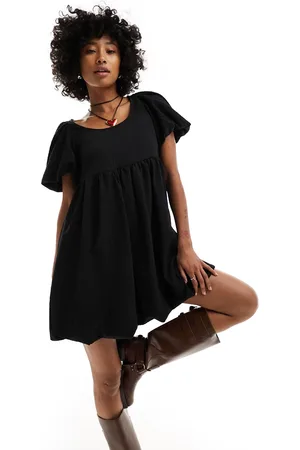 Monki Short balloon sleeve mini dress in