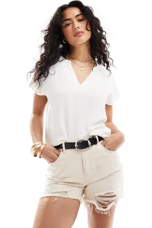 JDY V neck short sleeve blouse in