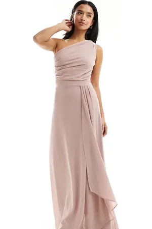 TFNC Bridesmaid chiffon one shoulder drape maxi dress in