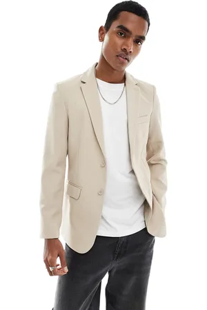 Only & Sons Slim fit suit jacket in beige-Neutral