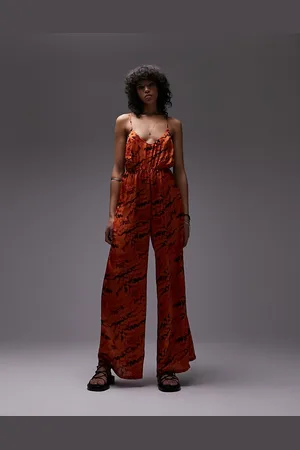 Topshop Strappy slinky wide leg jumpsuit in -Multi