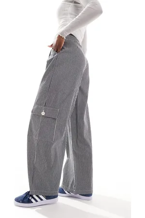Reclaimed Wide leg cargo pants in dark grey -Blue