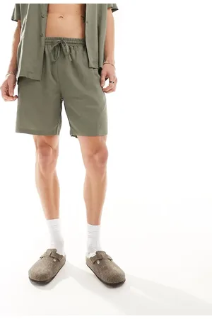 South Beach Linen blend beach shorts in -Green