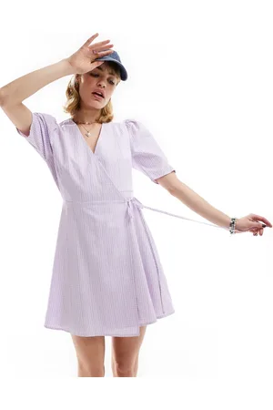 Glamorous Short sleeve wrap mini dress in -Purple