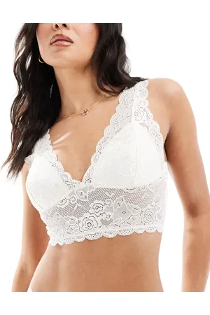 ONLY Cropped lace bralet in white