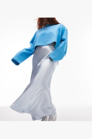 Topshop Curve satin bias maxi skirt in