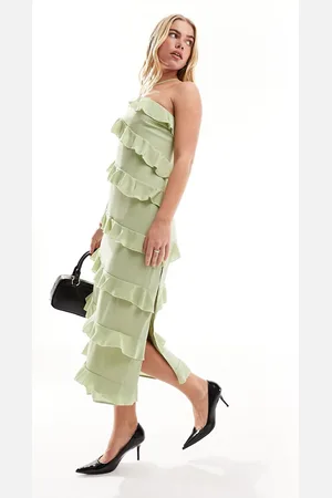 Pretty Lavish One shoulder ruffle midaxi dress in