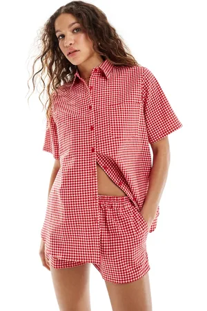 Motel Smith oversized beach shirt in gingham (part of a set)