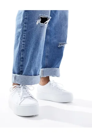 ASOS Divide lace up flatform sneakers in white