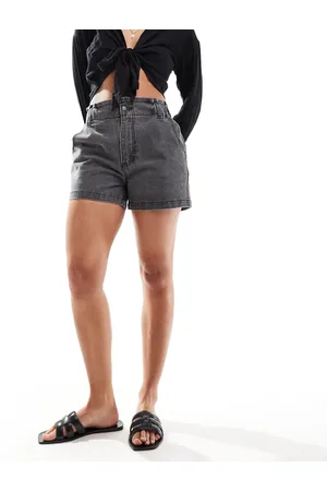 In The Style Elasticated waist denim paperbag shorts in