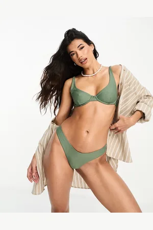 Rhythm Classic hi cut bikini bottoms in olive