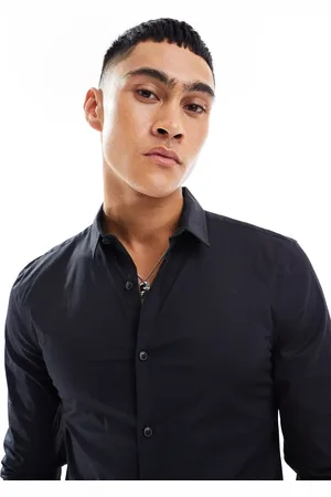 New Look Long sleeve muscle fit poplin shirt in