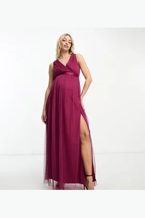 ANAYA Wrap front maxi tulle dress in
