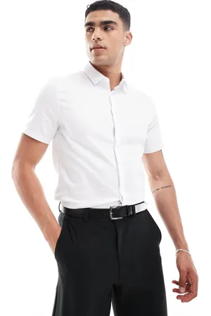ASOS Slim sateen short sleeve shirt in