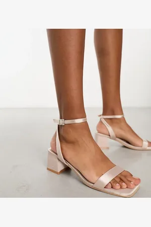 Be Mine Bridal Ruhi low block heeled sandals in blush-Pink
