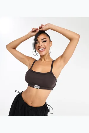 Nicce London Kira waffle crop tank top in grey (part of a set)