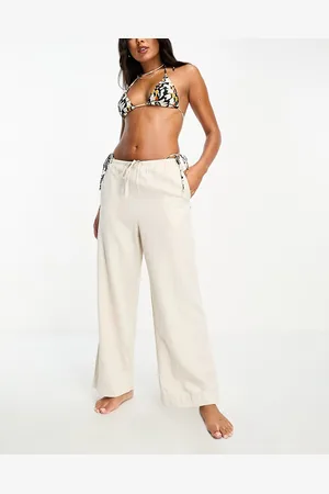 Rhythm Classic drawstring linen pants in oat-White