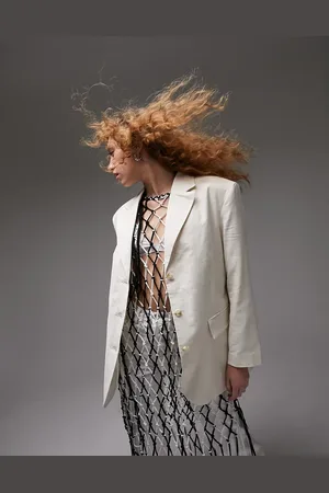 Topshop Single breasted blazer in (part of a set)-Neutral