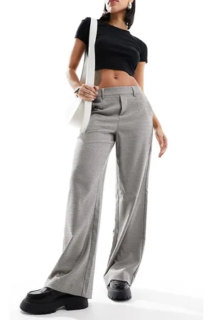 Object Tailored wide leg pants in neutral check