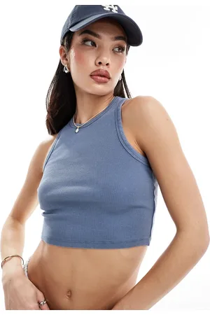 New Look Cropped acid racer singlet in indigo