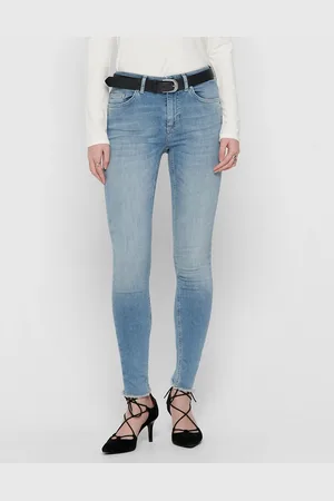 ONLY Blush skinny jeans with frayed hem in light blue