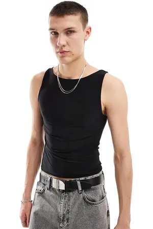 COLLUSION Slash neck muscle fit singlet in