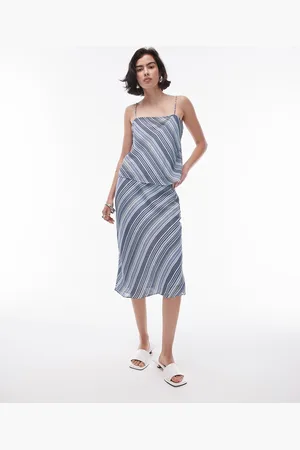 Topshop Georgette 90s length skirt in diagonal stripe (part of a set)