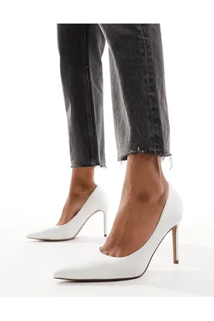 ASOS Paphos pointed high heeled court shoes in satin-White